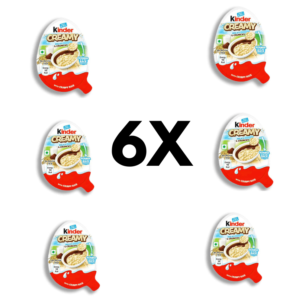 6x Kinder Creamy Milky & Crunchy 19g